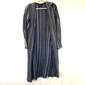 Ralph Lauren Black Label 100% linen woven open cardigan duster navy tan small